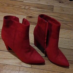Red Women's Pointed Toe Ankle Boots